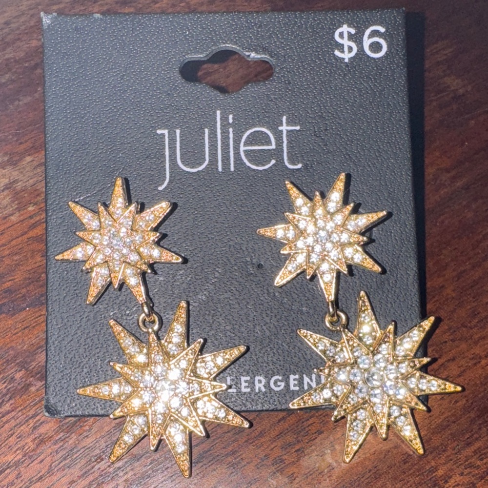 Gold Starburst Drop Earrings